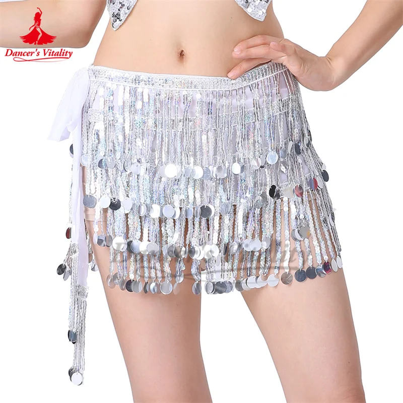 Belly Dance Belt for Women Daning Beads Waist Chain, 4-layer Sequins, Hip Scarf, Tassel Waistband, Belt Dance Performance Wear