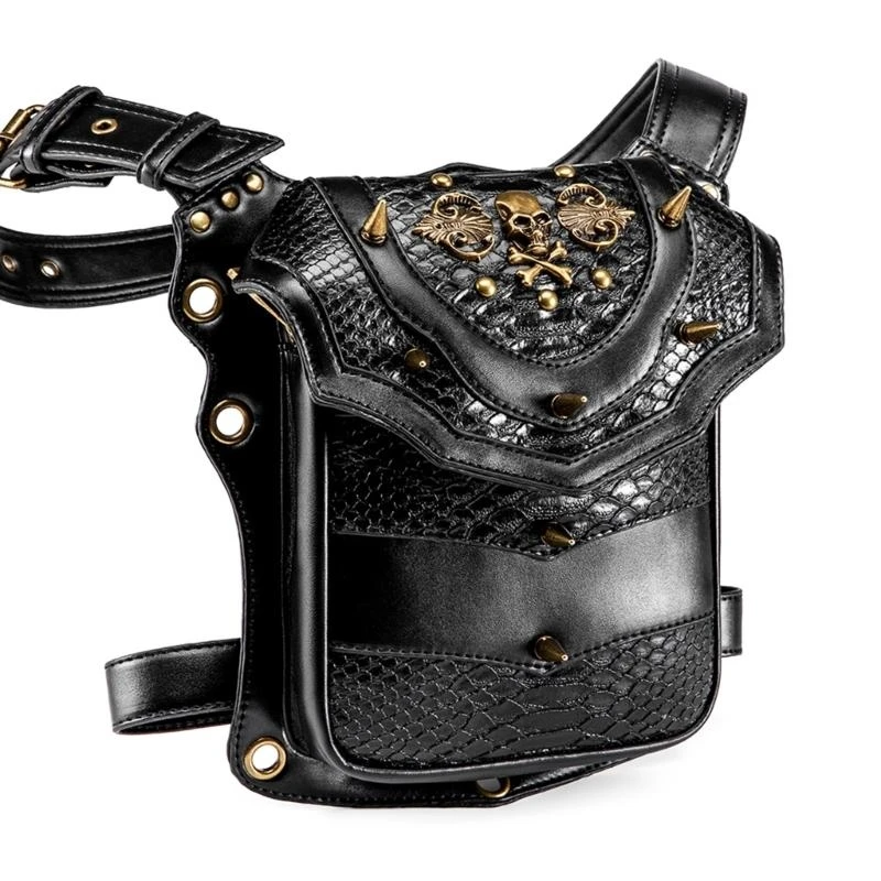 

37JE Steampunk Waist Bag Unisex Waist Bag Retro Crossbody Bag Punk Shoulder Bag Pack