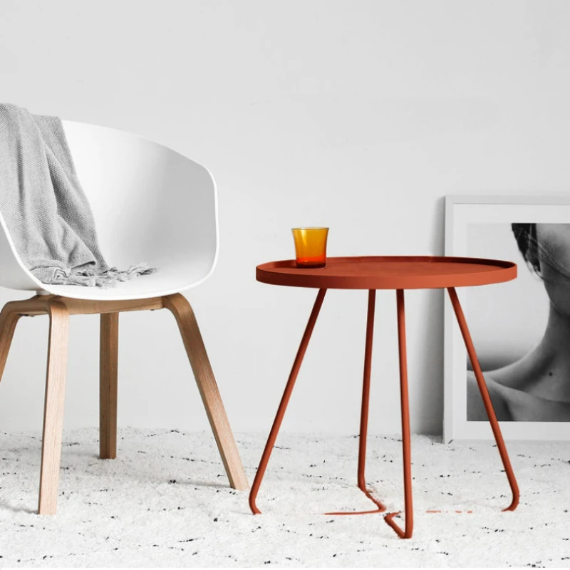 Simple Sofa Side Table Light Luxury Corner Tables Small Round Table European Style Mini Table Bedside Tables Side  Mesa Narrow