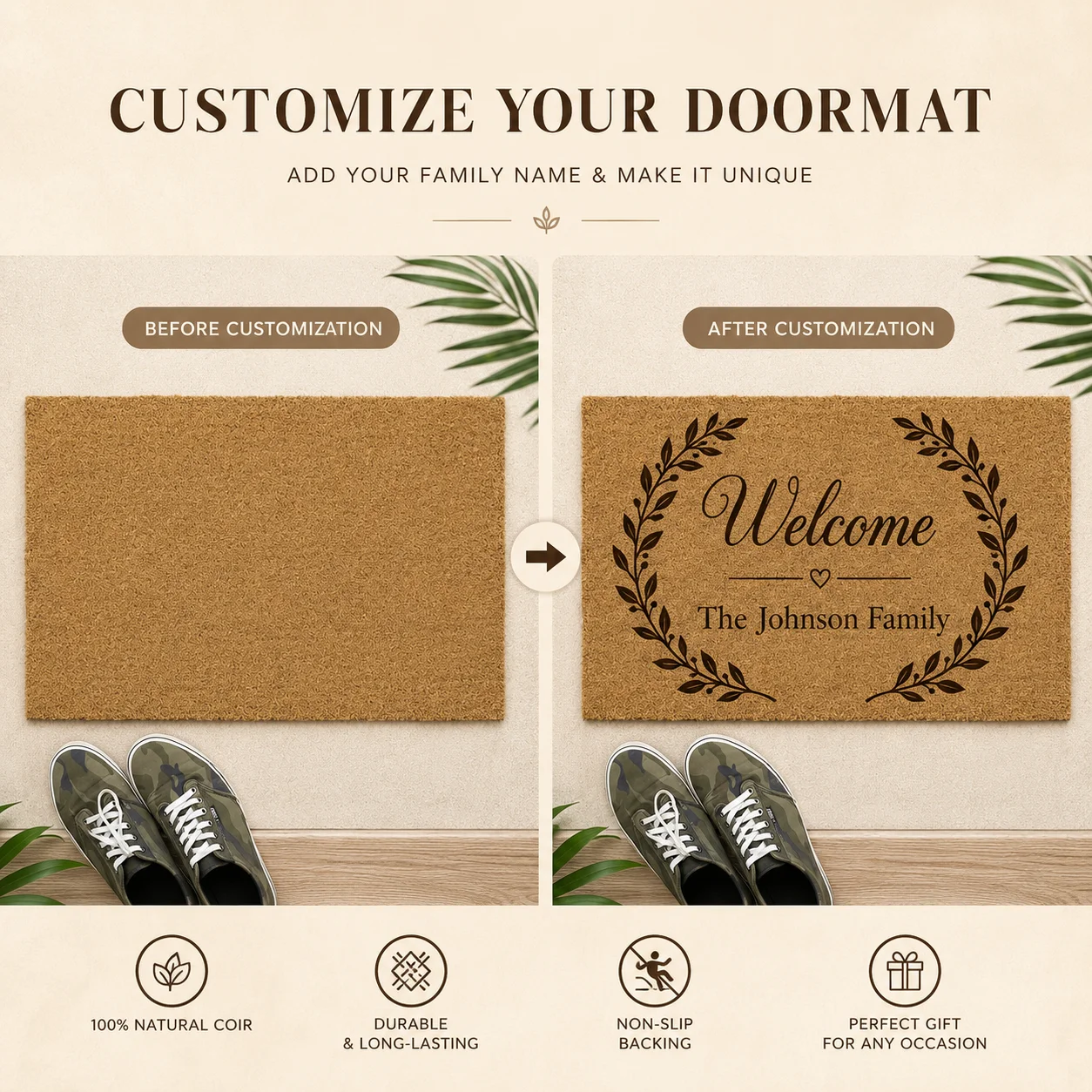Custom Text Logo Doormat Perso - огляд і ціна Home Textiles Company
