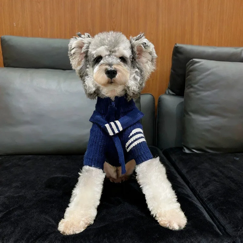 Gentleman-Style Dog Four-Legged Sweater | Fall Winter Knitted Polo with Zipper | Warm Pet Full-Body Jumper 6
