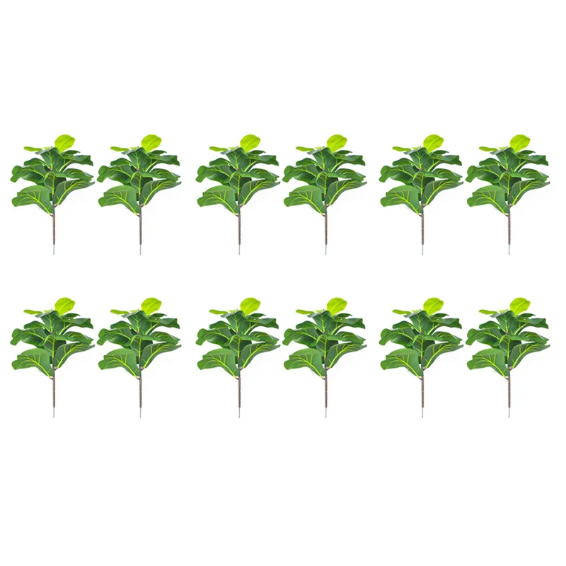 

A43T 12Pcs Artificial Fiddle Leaf Fig Tree 19.6 Inch Faux Plants Ficus Bush Greenery For Wedding Courtyard Outdoor Decoration