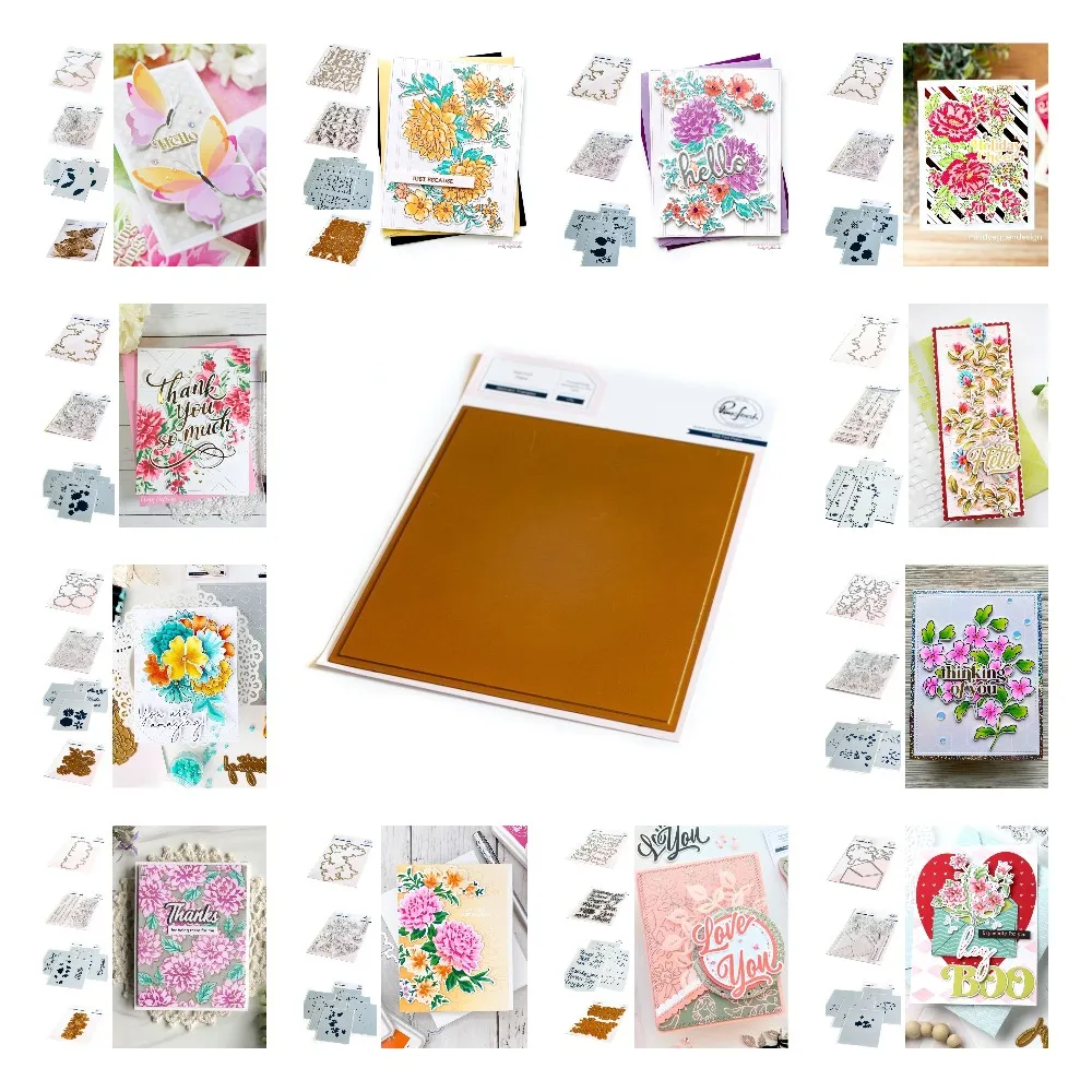 

Spring Florals Butterfly Hot Foil Cutting Dies Stamps Stencil Scrapbooking Coloring Diy Paper Gift Cards Decor Embossing Mold