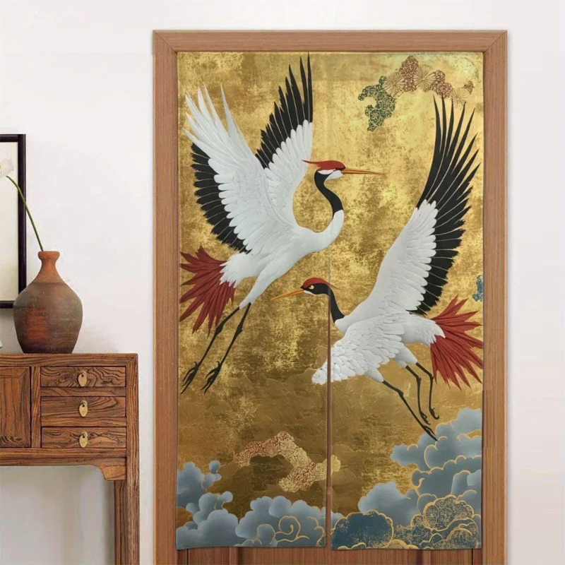 VIKAMA Warmer Vorhang im japanischen Stil, Fotodruck mit Meereswellen und Berglandschaft, Heimdekoration, kulturelle Kunst, Türvorhang
