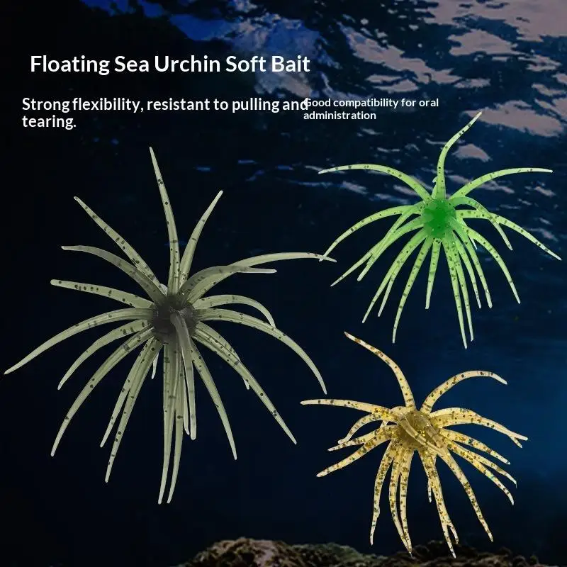 3Pcs 11cm 8.7g TPE Simulation Sea Urchin Soft Bait Silicone Fishing Lures For Bream Mandarin Tilapia Trout Sea Bass