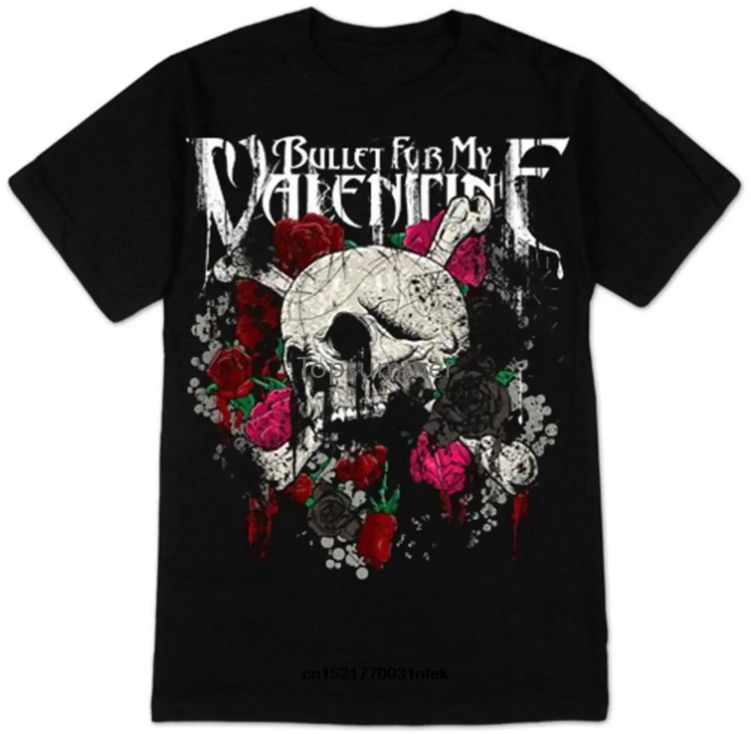 2024 summer funny Men T Shirt Old Glory S Bullet For My Valentine - Skull Roses Funny Novelty oversized graphic t shirts funny