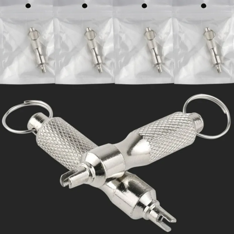 

Universal Tire Repair Screwdriver Stainless Steel Antirust Tyre Valve Core Remover Tool with Key Ring Tire Valve Wrench