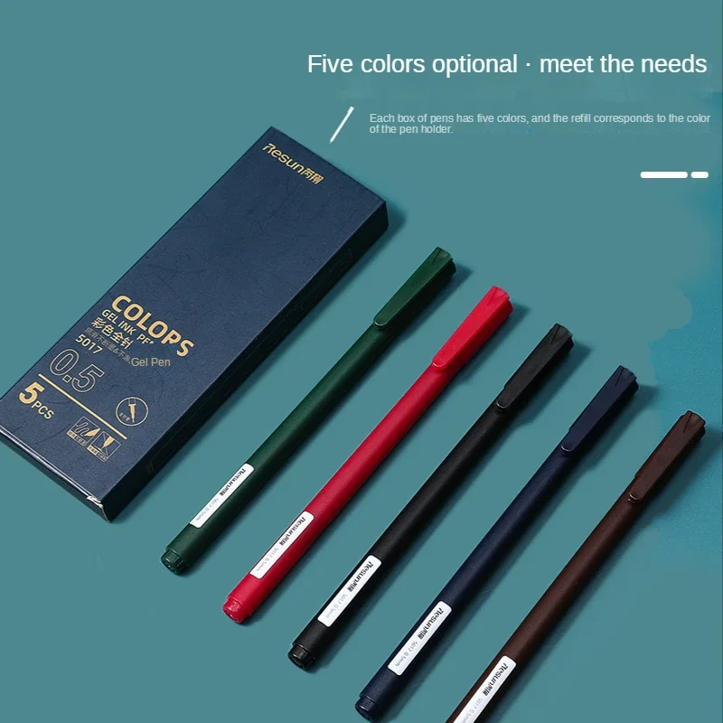 5Pcs/Set Morandi Gel Pen 0.5mm Refill Smooth Ink Writing Durable Signing Pen 5 Colors Vintage Color Macarons Pens Gift Set