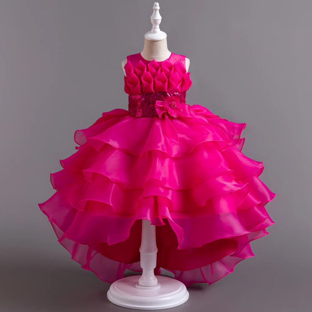 Flower Boy Cake Fluffy Design Girl Tail Fluffy Princess Dress Perfect for Party and Banquet Dresses Aged 4-12