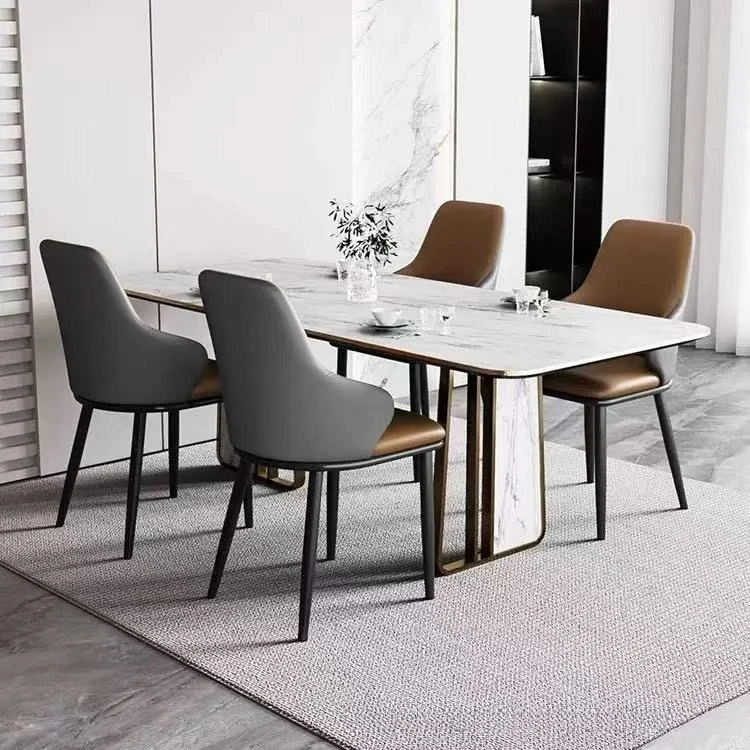 

Modern simple dining chair home backrest soft leather chair negotiation with armrest desk restaurant chair casual design