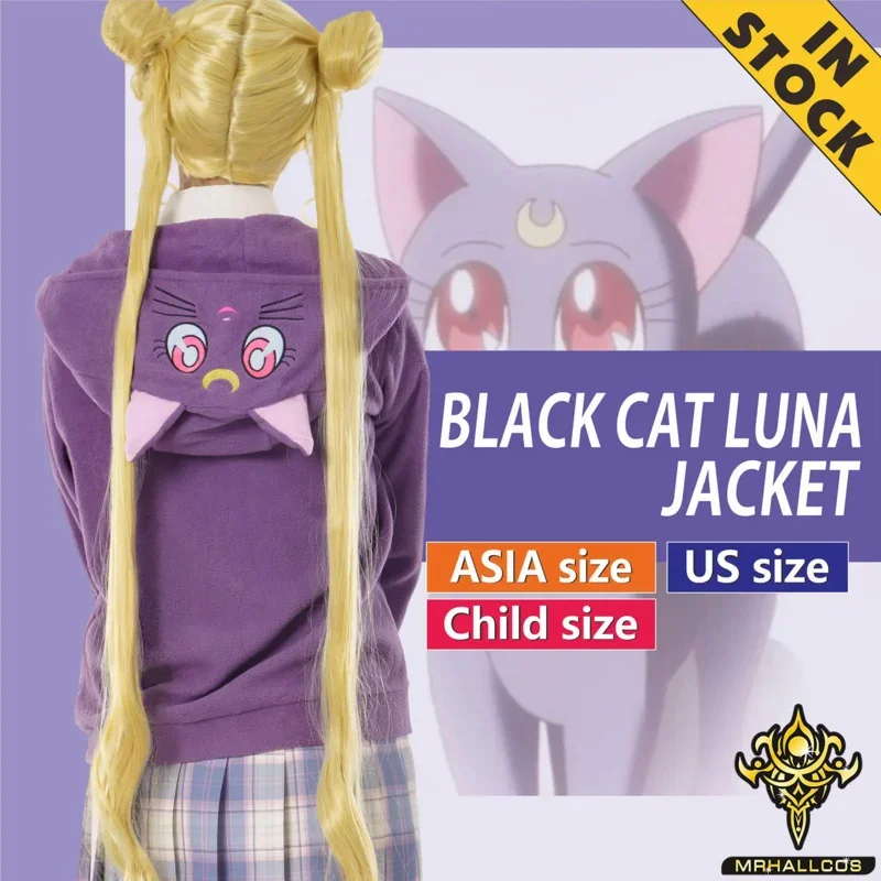 Anime Cosplay Seemann Mond schwarze Katze Luna Jacke Kristall Kostüm Halloween JK Party Kind Kind erwachsene Frauen plus Größe