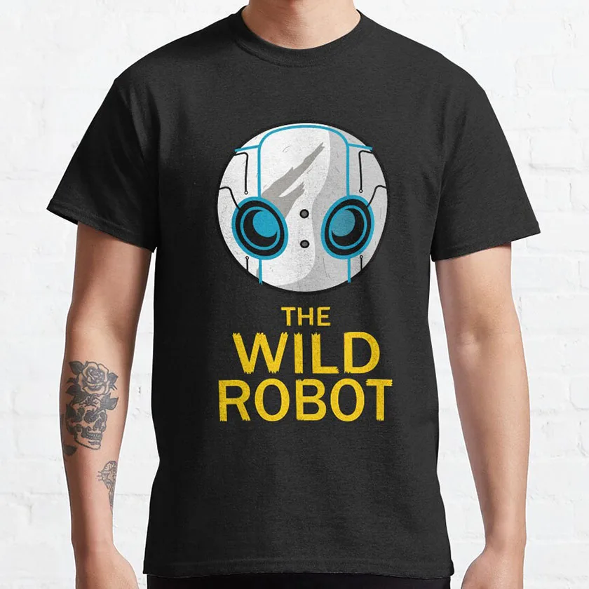 

2025 New arrival The wild robot movie poster print t shirt for men 100% cotton plus size mens designer clothes graphic t shirts