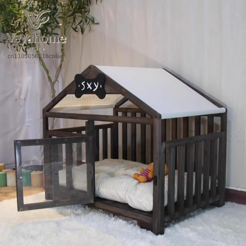 Wooden Dog House, Luxury Indoor Pet Shelter, Wooden Dog Bed for Small to Medium Dogs, Pet House with Stylish Design
