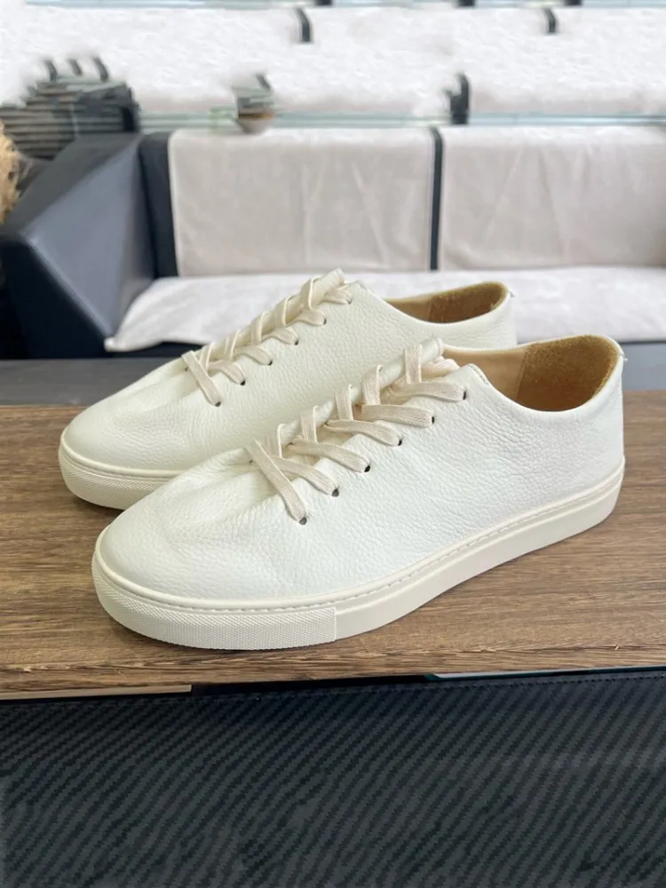 Designer Fashion Male New Comfortable Cowhide Genuine Leather Breathable Skateboard Shoes Lace Up Jogging Sneakers Casual Shoes