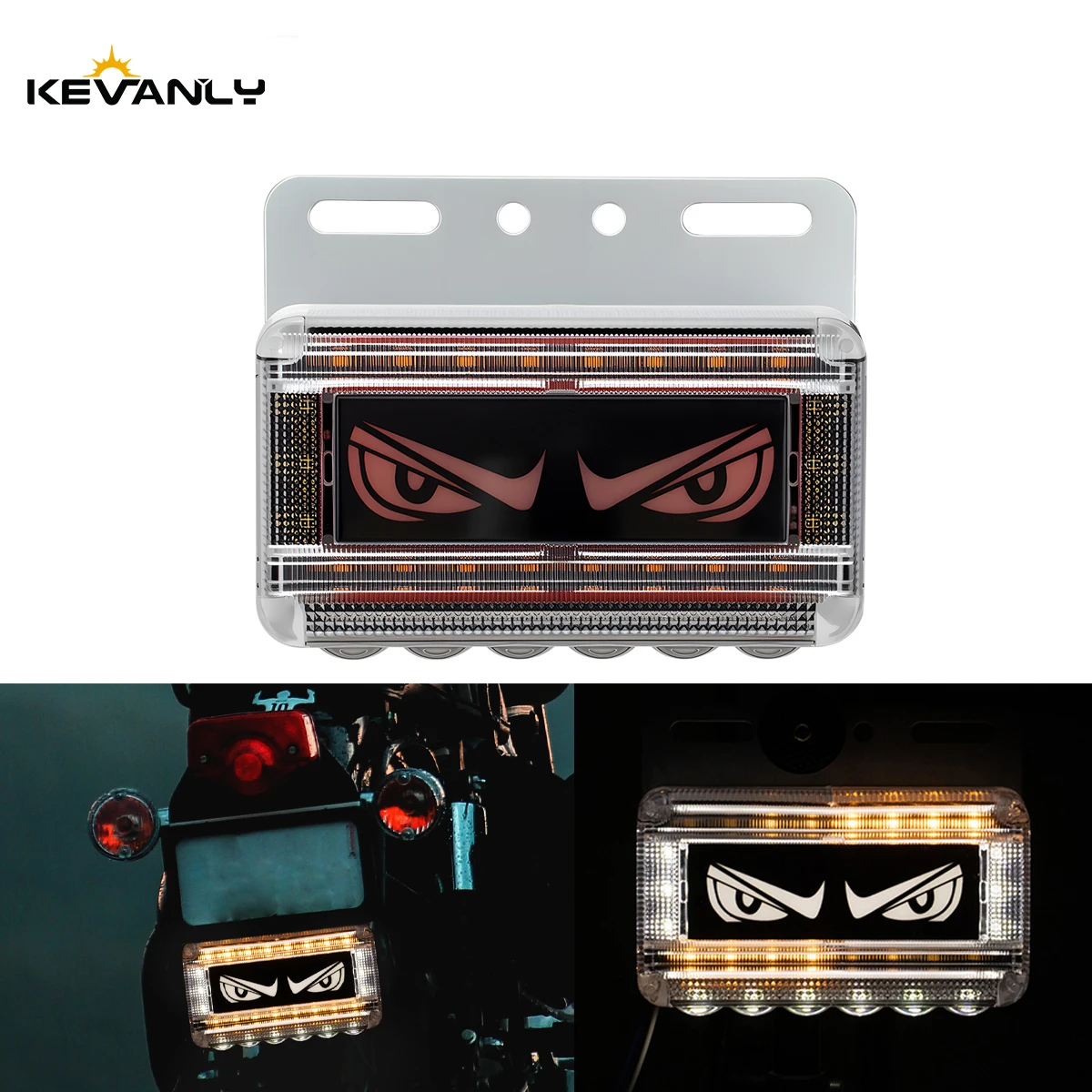 

1 шт. мотоциклетные светодиодные номерные знаки, декоративные фонари, квадратный задний фонарь для глаз, струящийся мигающий сигнальный фонарь с кронштейном