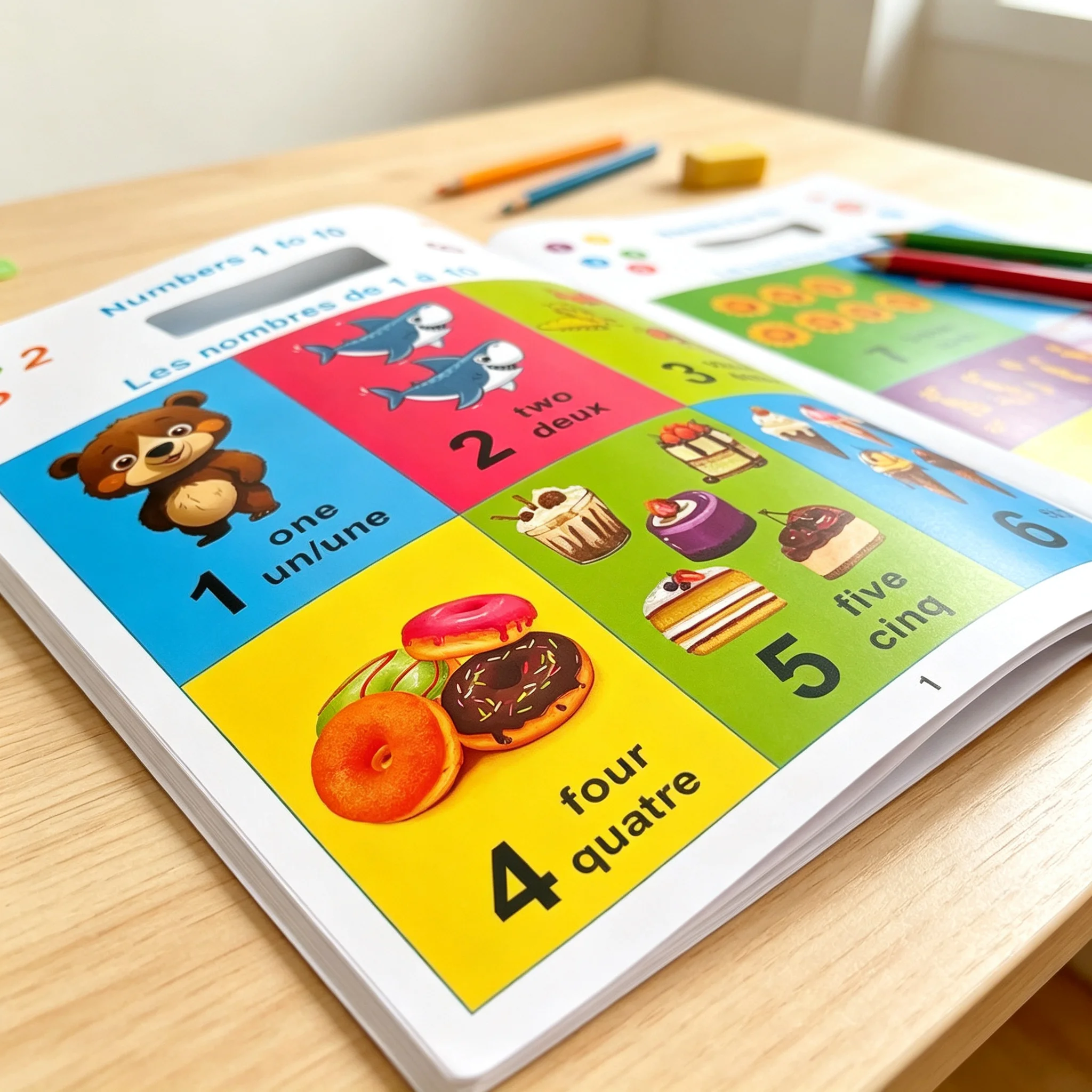 Kids French Early Learning Book, French Multi-theme Vocabulary Book, Preschool Educational Learning Style Book for 3+ Years Old