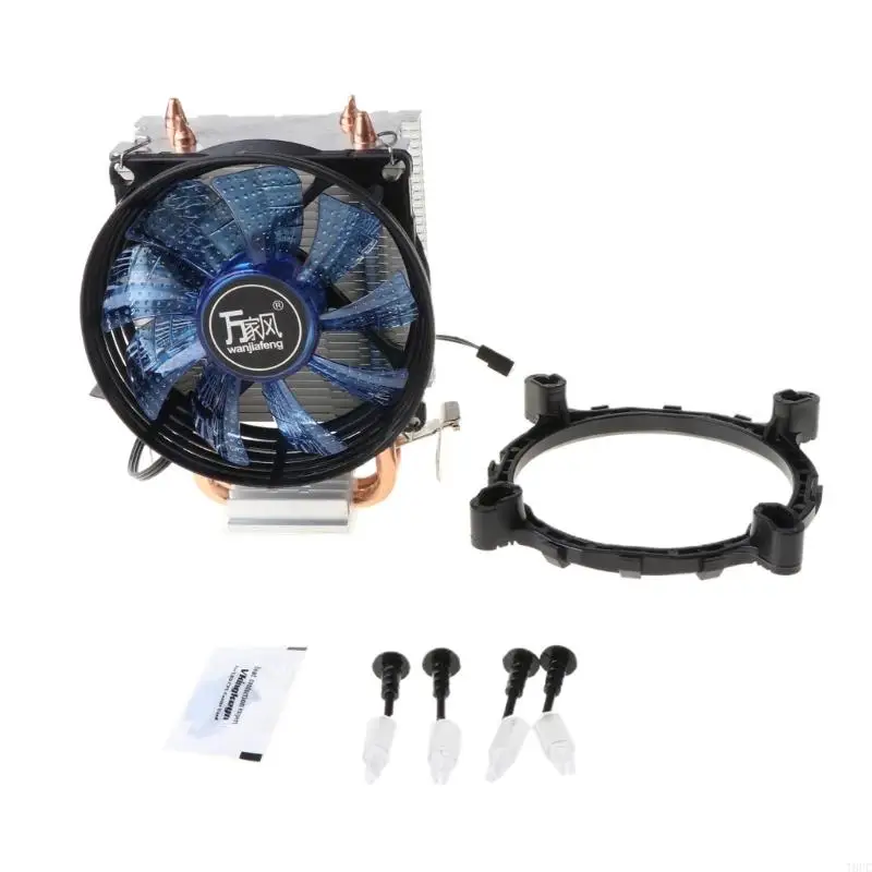 T8UC CPU 2 Heat-pipes Fan with Blue Light Cooling System