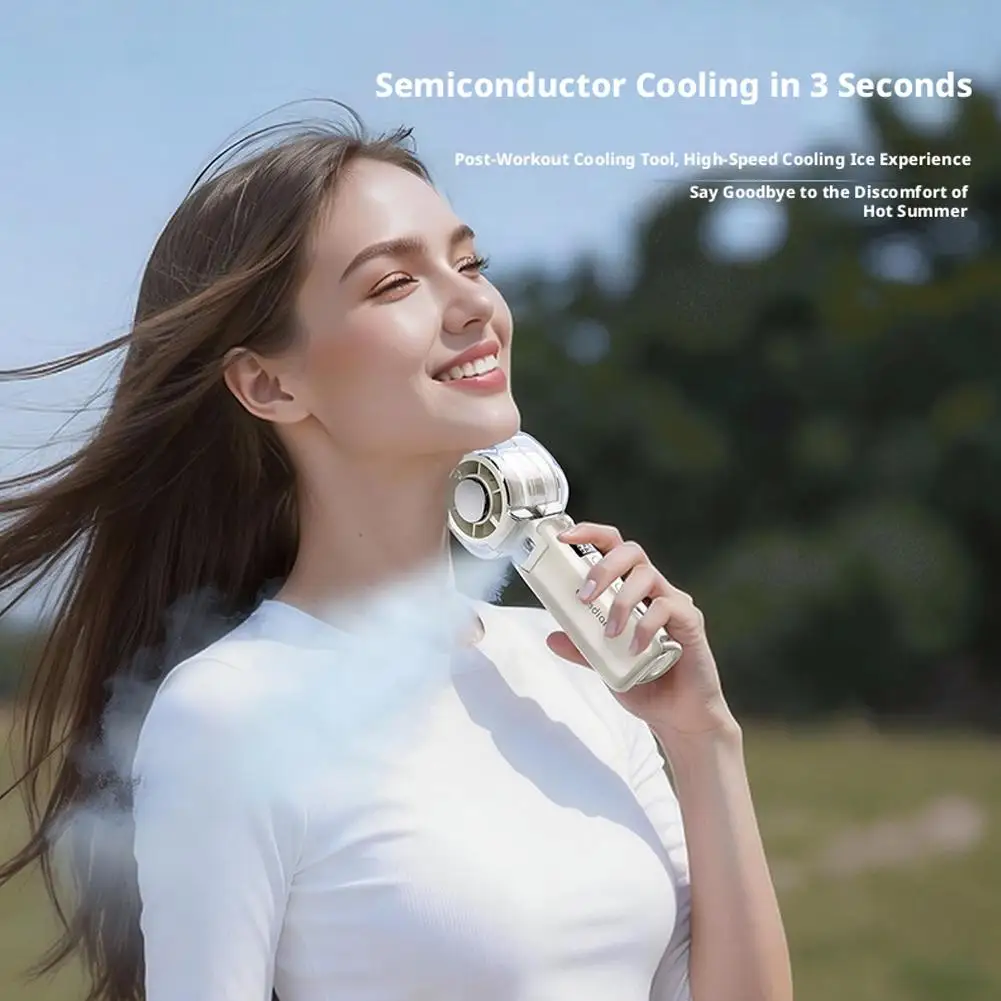 Newest Strong High Velocity Turbo Cooling Misting Fan Portable Handheld Mini USB Rechargeable Spray Fan Summer Outdoor Fan image 5