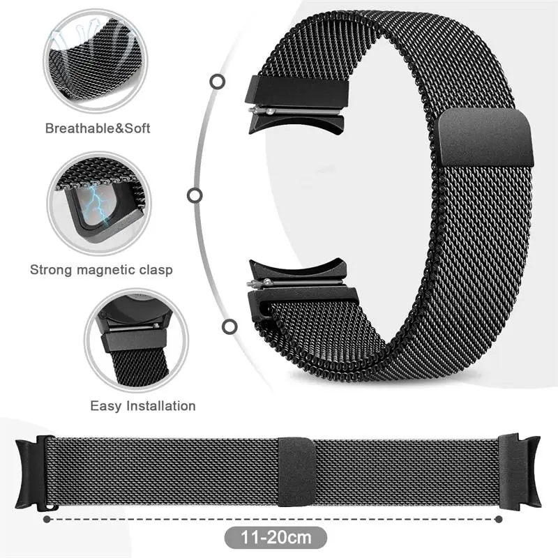 Correa de Metal para Samsung Galaxy Watch 4 y 6, pulsera magnética clásica de 46mm, 42mm, 47mm y 43mm, banda de 44mm y 40mm, 6/5/4