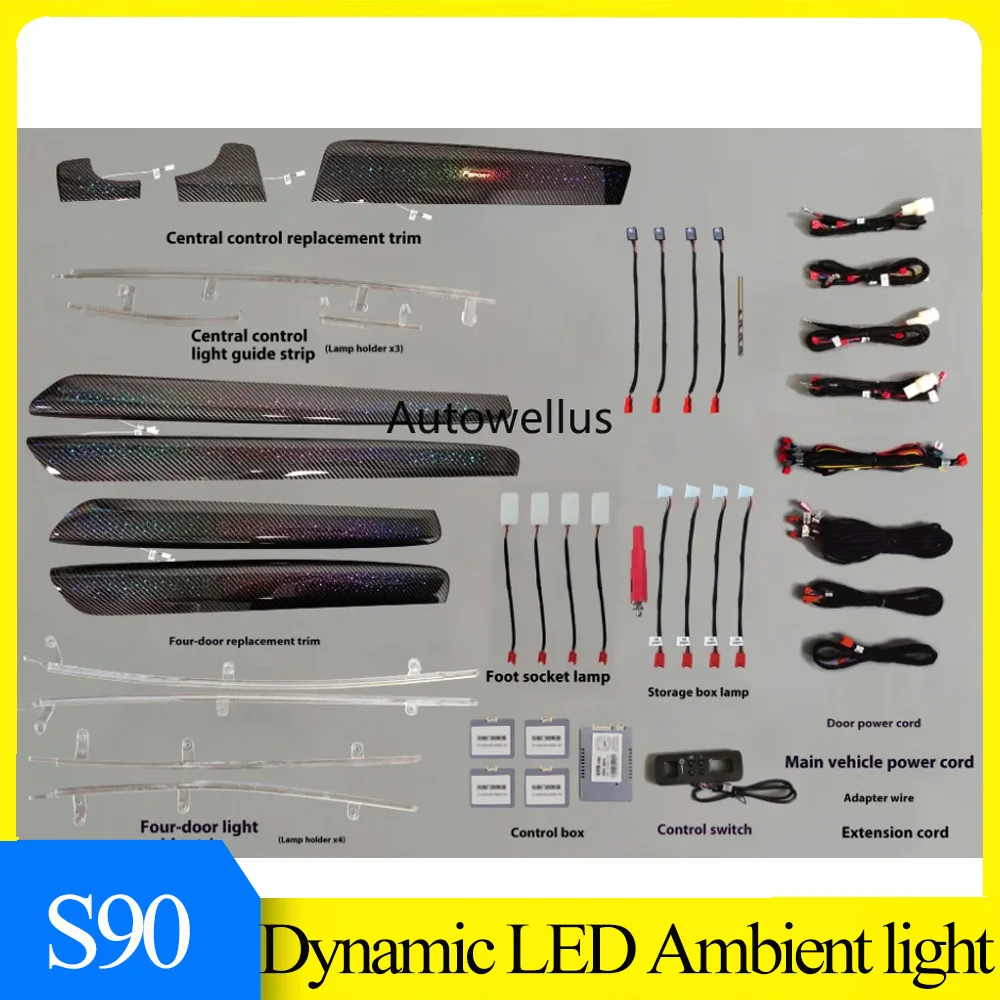 

Car Interior Atmosphere Lighting LED Symphony Ambient light for Volvo S90 2017-2024 button APP control
