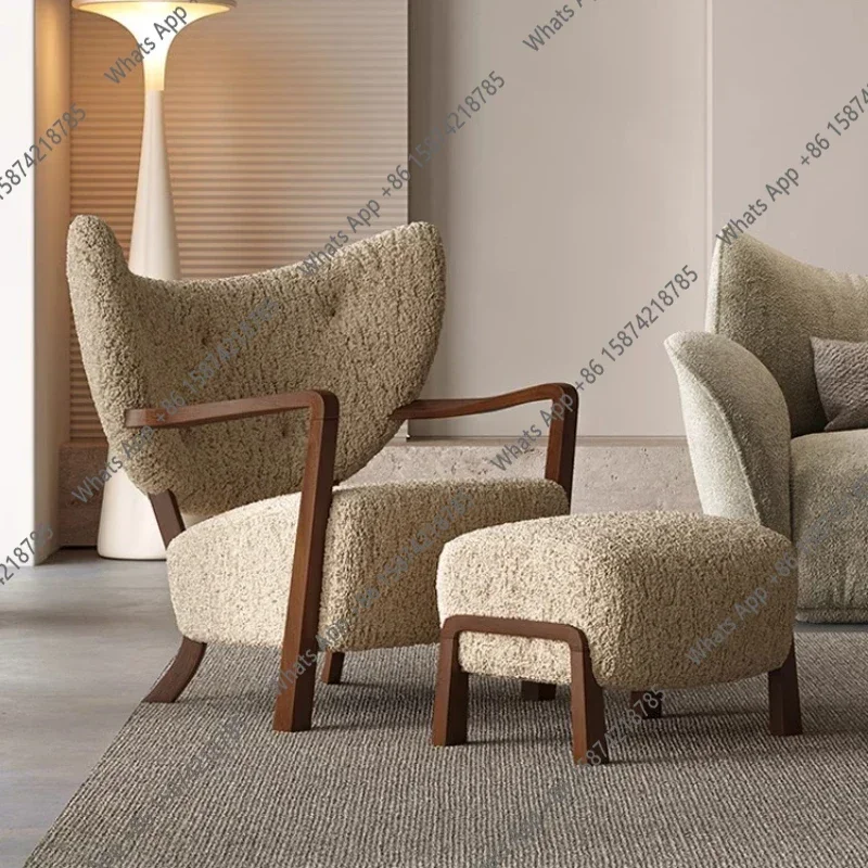 N67  Danish Designer Style, Internet Celebrity Chair, Lambskin Material, Source Factory，Nordic Style Woolf Leisure