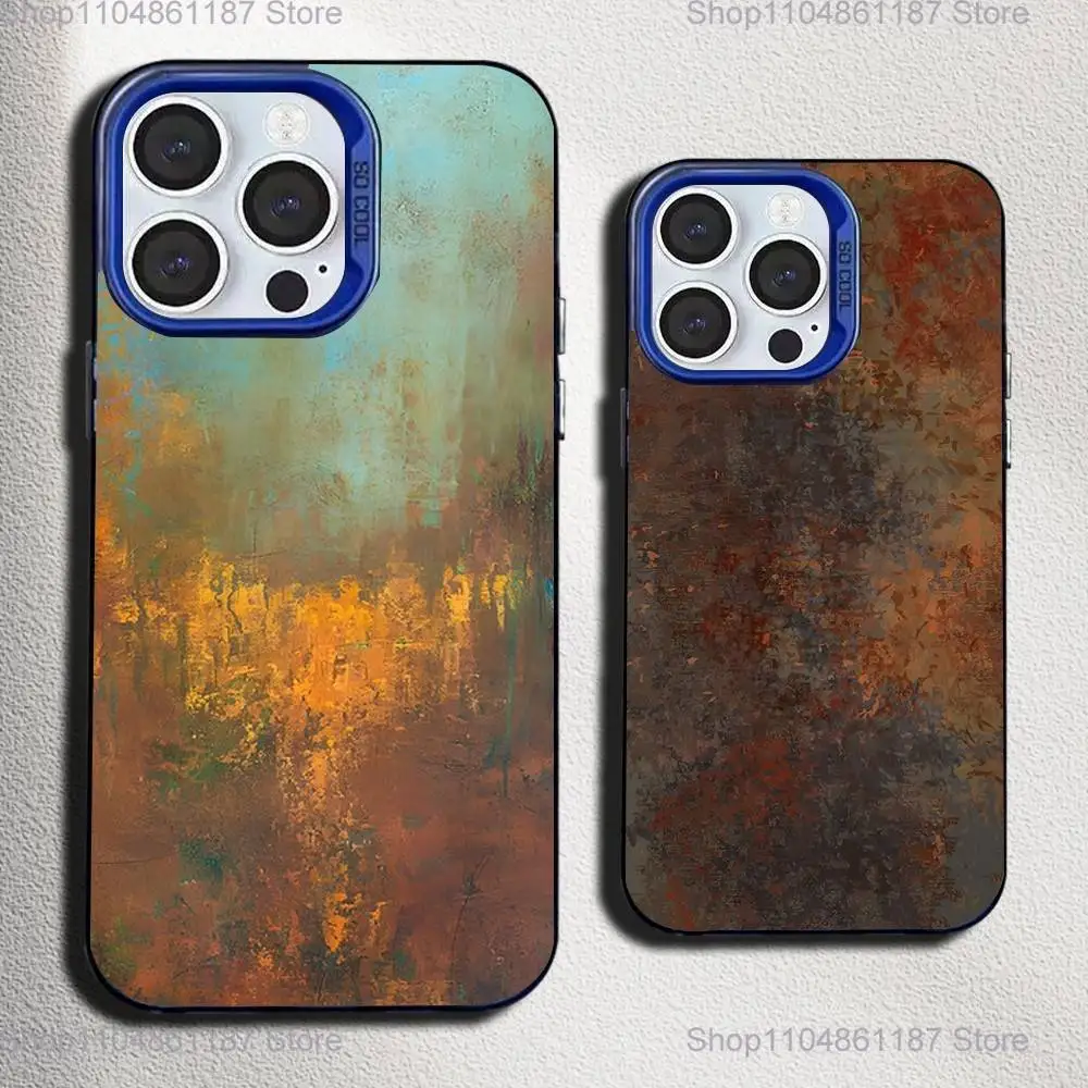 

Retro Industrial Style Rusty Phone Case For iPhone 17,16,15,14,13,12,11,Mini,Pro,SE,MAX Blue Matte Silicone Cover