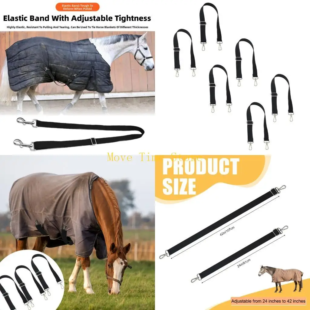 

92ME Adjustable Horse Blanket Leg Straps Elastic with Double Swivels Fasteners
