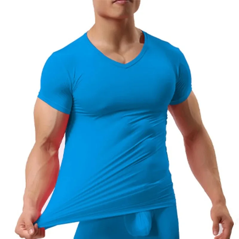 Heren pure ondershirts man ijszijde mesh doorzichtige basics shirts sexy fitness bodybuilding ondergoed