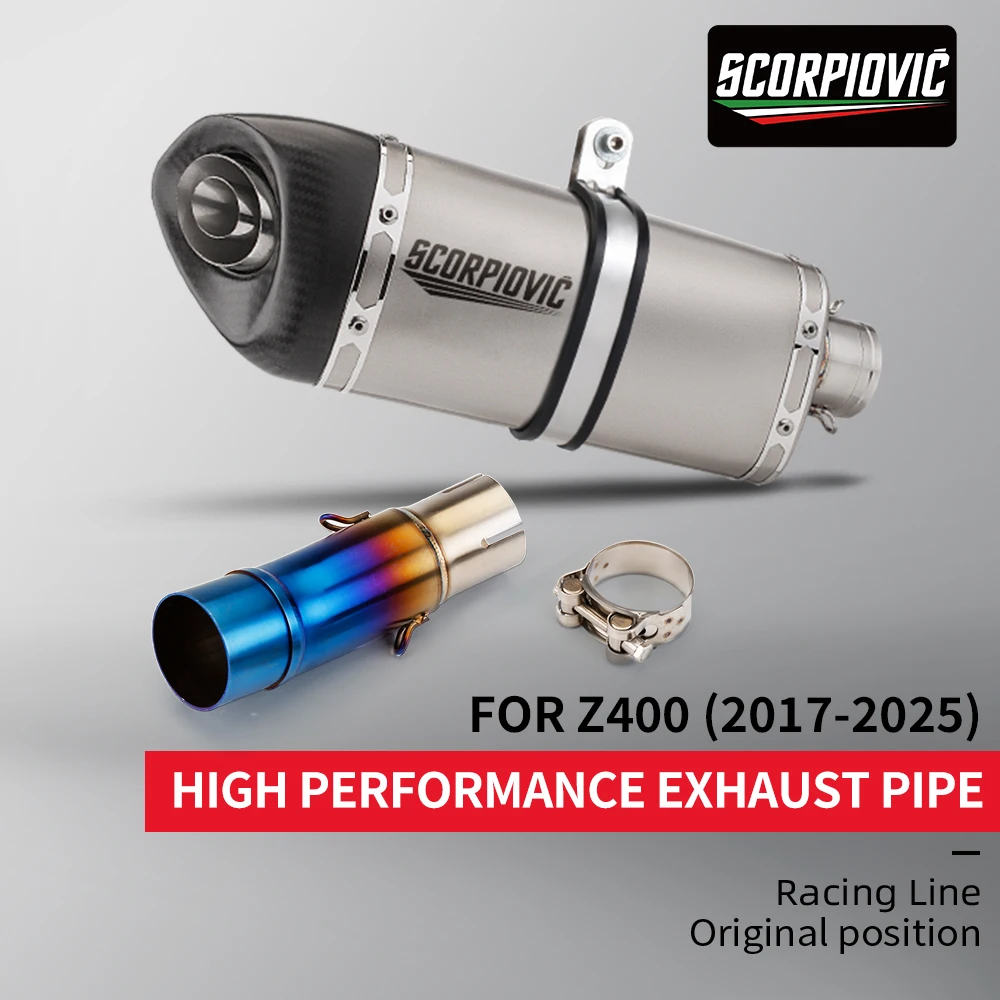 

Motorcycle Exhaust Pipe For Ninja 400 Z400 2017-2021 Middle Link Pipe Slip on 51mm muffler