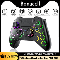 For PS4 PS3 BT Wireless Controller No Delay Dual Vibration 6-Axis Joysticks Gamepad PC Gaming Remote Control W/ Turbo