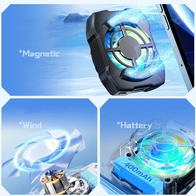 Uniwersalny chłodzik do telefonu komórkowego AL16, chłodzony powietrzem, magnetyczny wentylator chłodzący, radiator do iPhone'a, Androida, PUBG, 3 biegi regulacji, radiator odprowadzający ciepło — zdjęcie produktu 5