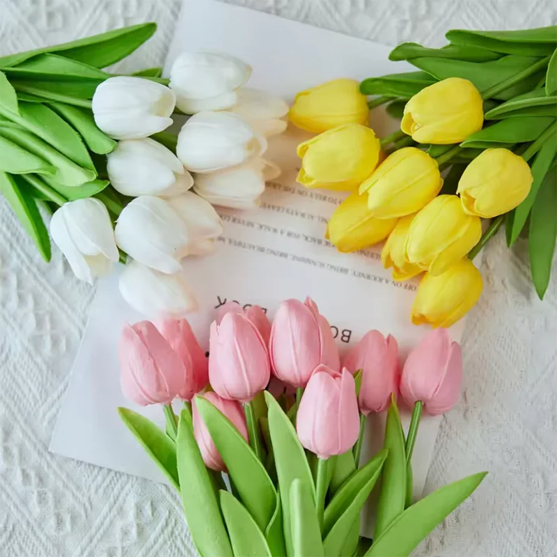 

1/5/10PCS Fake flowers Mini Artificial Tulips Wedding Photography Shoot Props Home Party Decoration