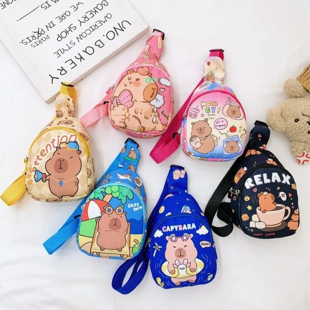 

Новая нагрудная сумка с капибарой на молнии, универсальная сумка через плечо с мультяшными животными, легкий кошелек для монет