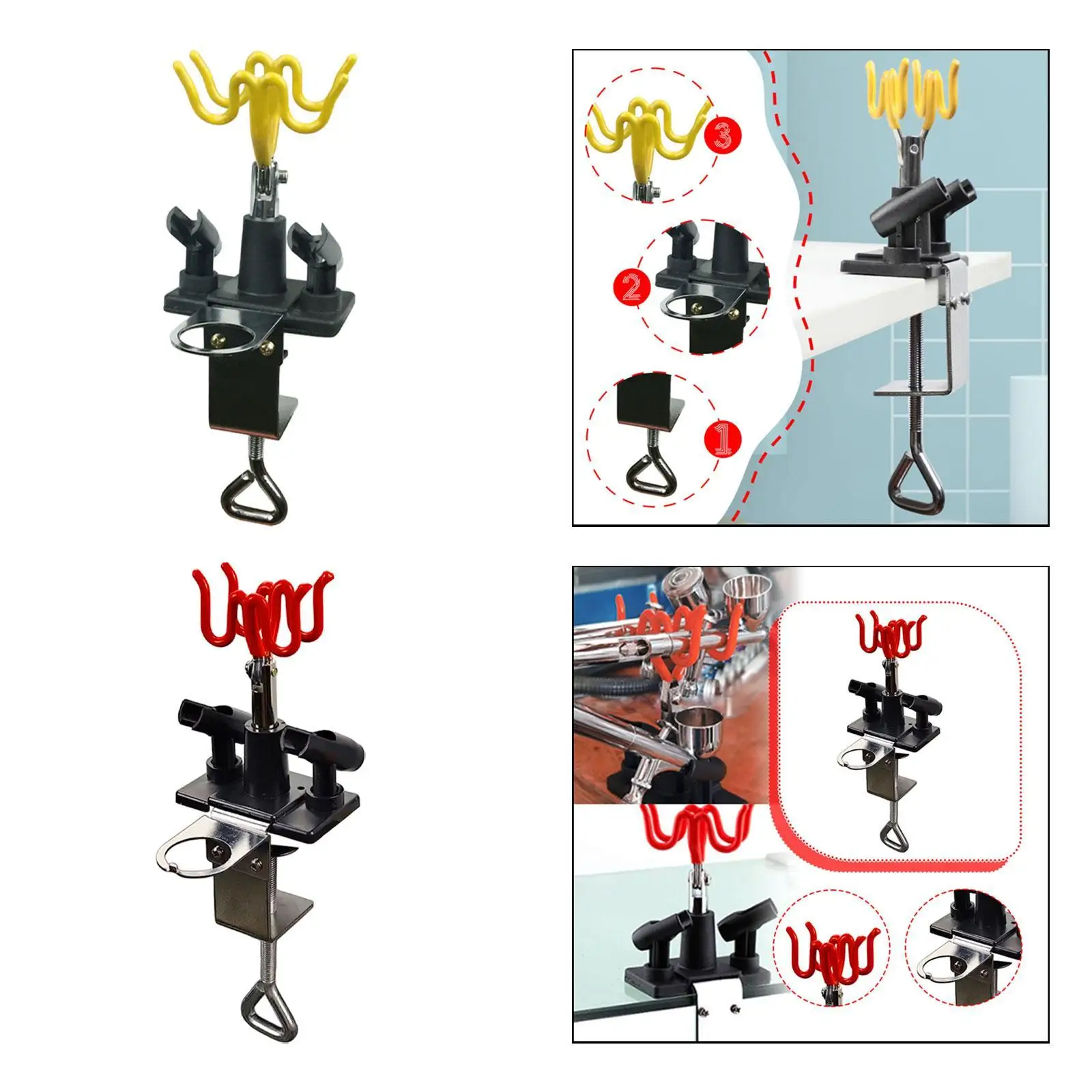 Secure Metal Airbrush Holder Clamp on Desk Stable Table Edge Stand Organizer Bracket for Model Painting Supplies view 5