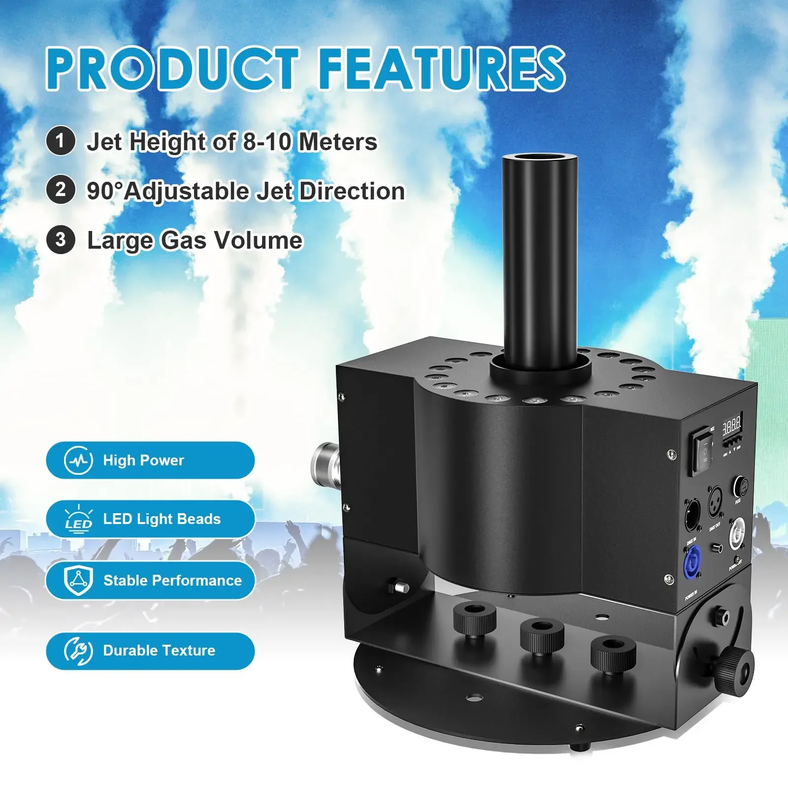 

300 Вт CO2 Cannon 18*3 Вт RGB 3в1 DMX512 Управление CO2 Дымовая струйная машина Сценический специальный эффект DJ Диско-клуб Машина для распыления тумана