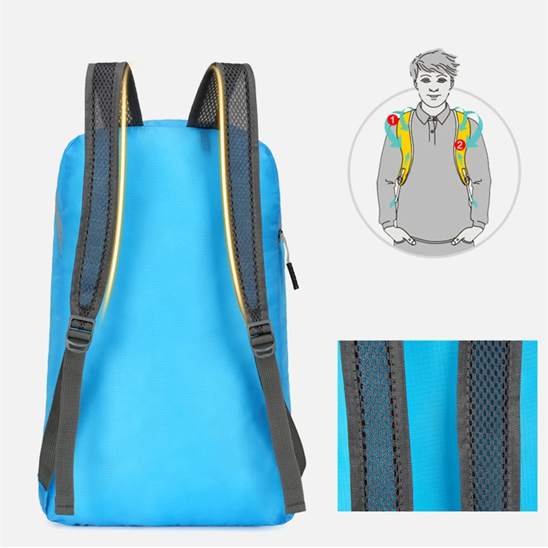 Mochila portátil ligera para exteriores, bolsa de senderismo, impermeable, plegable, ultraligera, para hombre y mujer