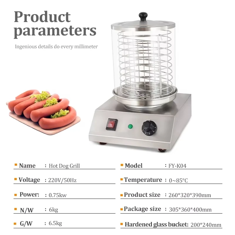 

HomeWise Grill Hot Dog Machine Hotdog Machine With Bun Warmer Making Machine Steamer 0-85℃ 110V 220V