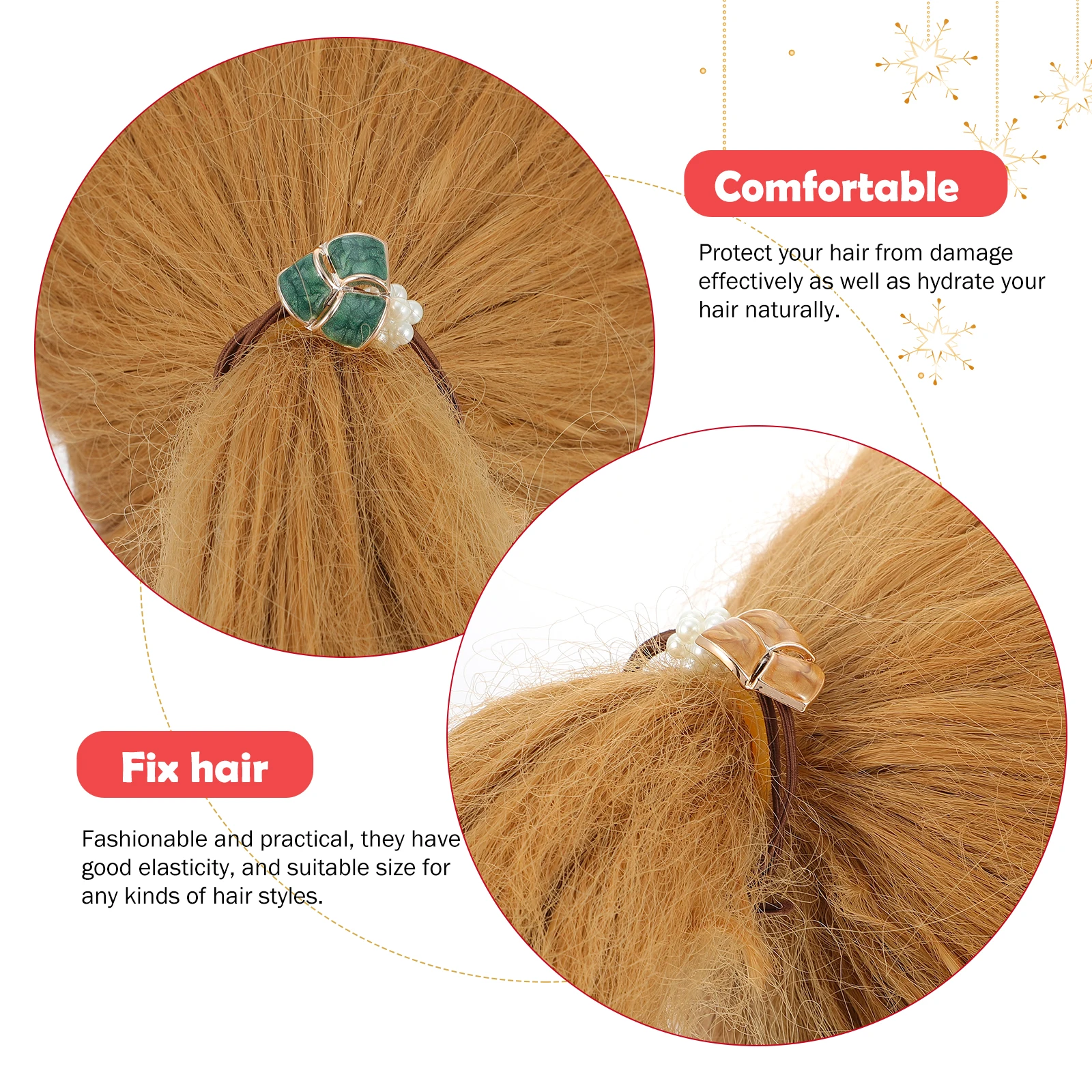 

10pcs Hair Ropes Elastic Pearl Decorations Accessories Ponytail Rings Suitable Size Any Hairstyle Length Hair Care Styling