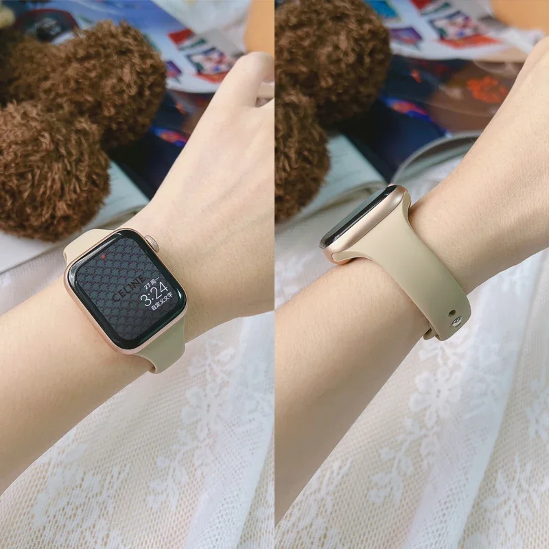 Strap for Apple Watch Band 40mm 44mm 45mm 41mm 38mm 42mm 49mm Slim Silicone Sport bracelet iWatch Series 9 SE 8 7 6 5 4 Ultra 2