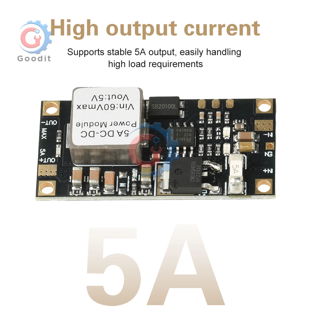 5A DC-DC Step Down Converter 6.5-60V to 5V/12V Power Supply Module 96% Efficiency Buck Module with Reverse Polarity Protection