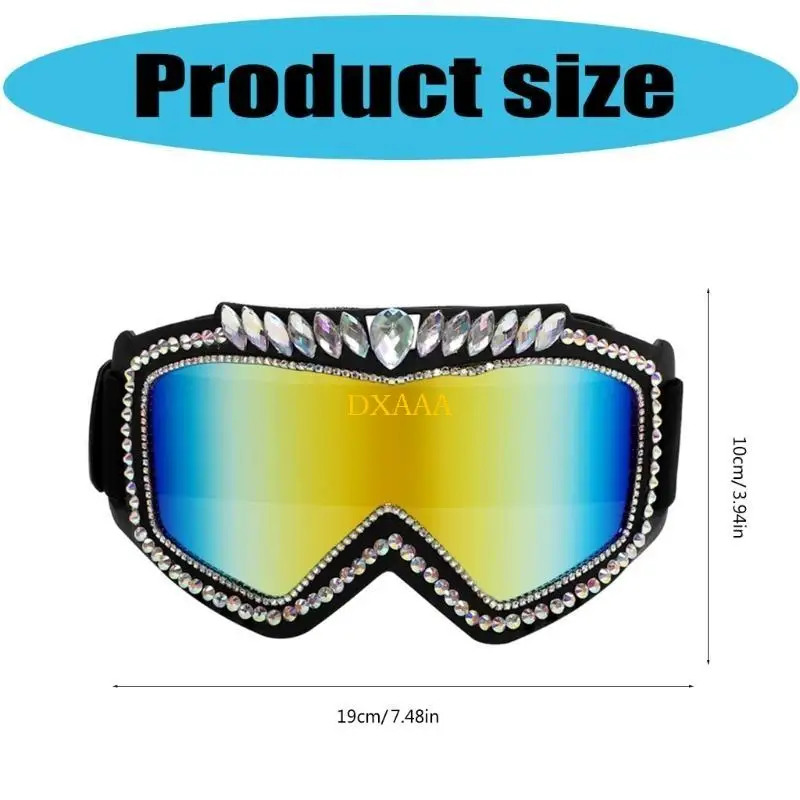 DXAA Unique Rhinestones Sunglasses Protective Cycling Sunglasses Windproof Goggles for Music Festivals