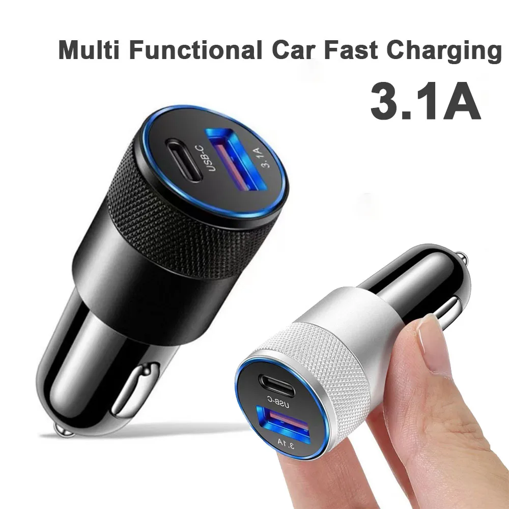 Pengisi Daya Mobil USB 66W Pengisian Cepat 3.0 USB Tipe C Adaptor Ponsel Pengisi Daya Cepat untuk Tablet Laptop Iphone