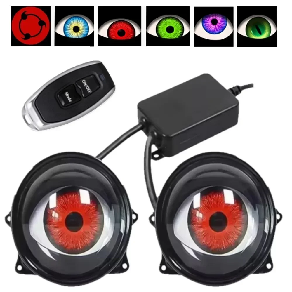 

3inch Evil Eyes Devil's Eye LED Car Dynamic Lights 12v with remote control Eyes Retrofit Kits Headlight Assembly Auto Accessorie