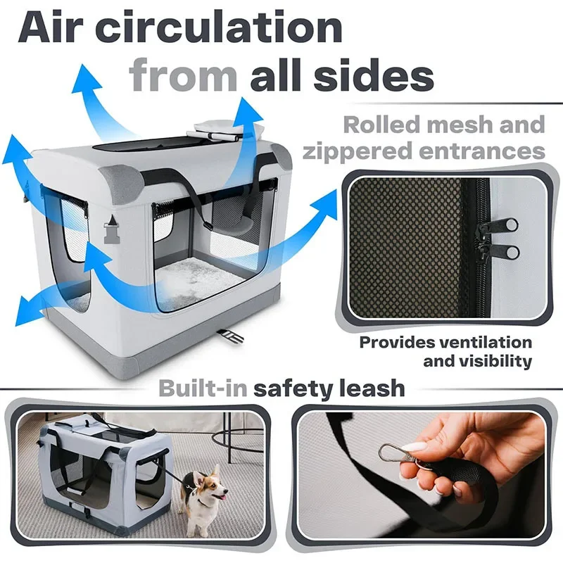 New Style Pet Portable Foldable Cage Bag Car Mounted Dog Cage Pet Outdoor Bag for Cats Dogs Handheld Dog Crate Pet Travel Cage view 2
