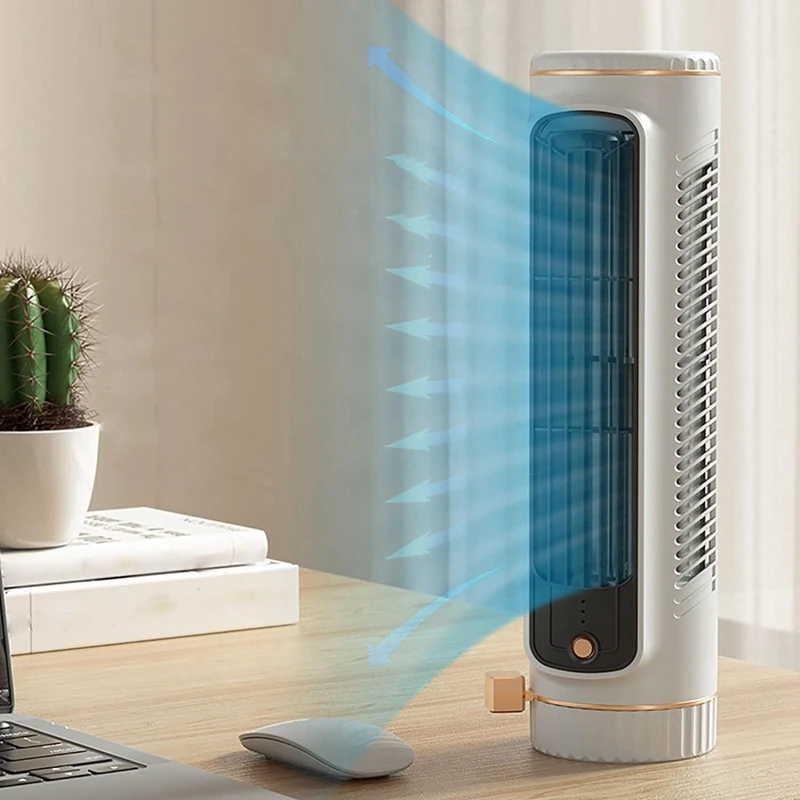 Bladeless Tower Fan Desktop Air Cooler, Portable Silent Office Fan, Indoor Office And Home Use