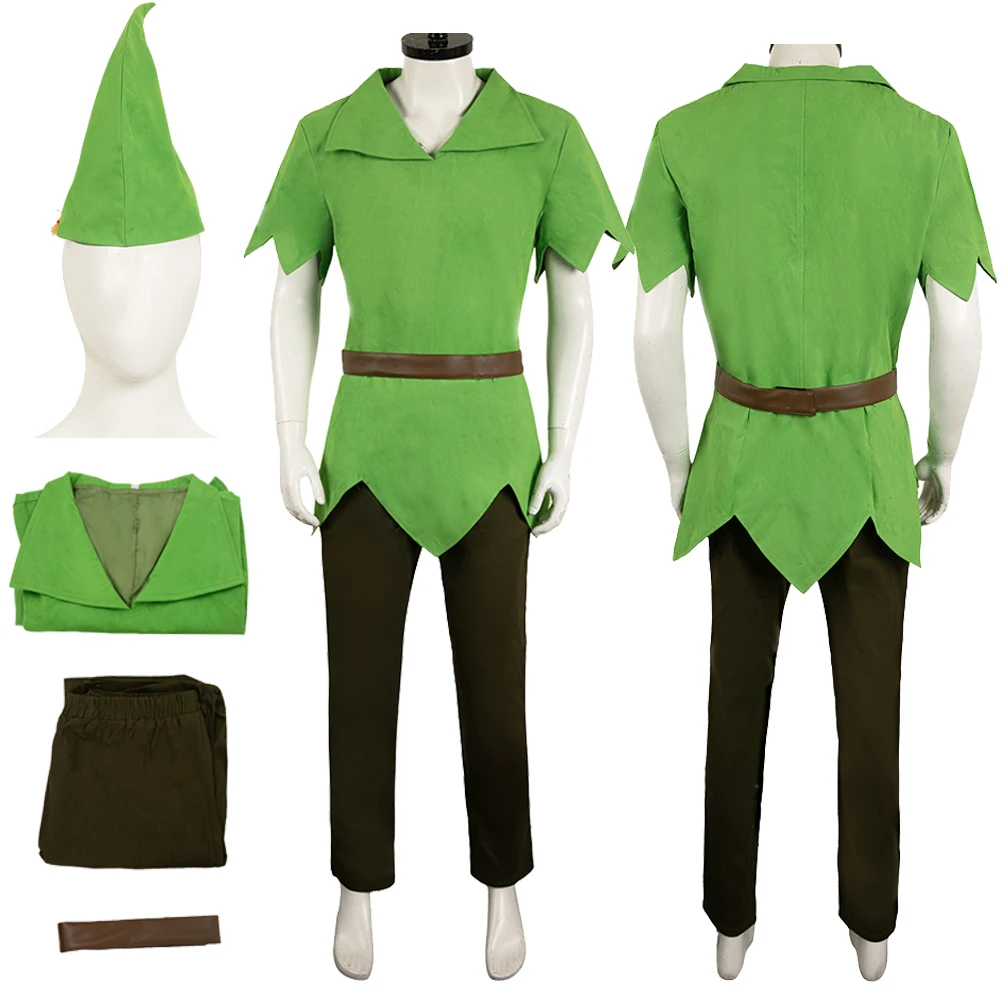 Men Pan Elf Cosplay Halloween Christmas Fantasia Costume Disguise For Male Adult Jumpsuit Hat Carnival Theme Dress Up Outfit