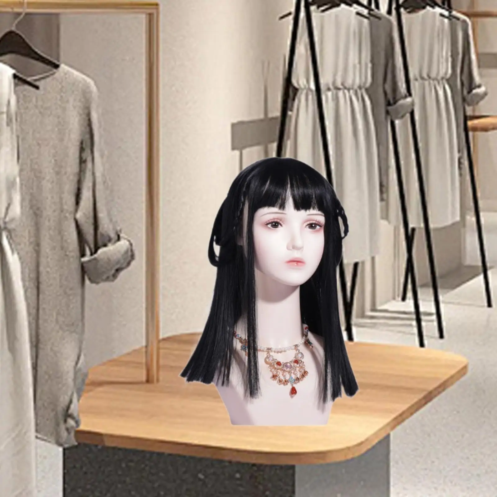 Necklace Display Mannequin Head, Hair Display Holder ,Portable Wig Display Stand,Hat Holder Rack for Hairpieces Eyeglasses