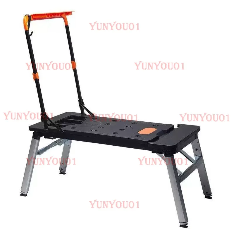 AAAAAA   Multifunction Work Table Stainless Steel Mobile Workstation With Wheels Folding Ladder DIY Work Platform