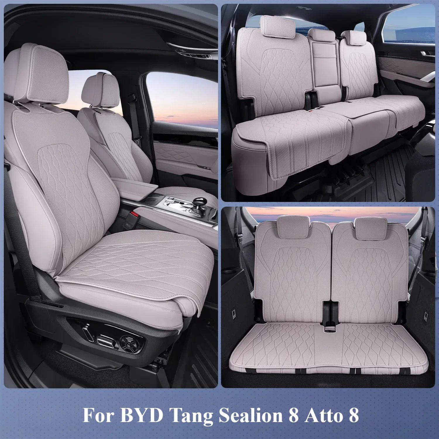 For BYD Tang Sealion 8 Atto 8 Car Seat Cover Breathable Full Car Seat Cushion Protective Pad Leather Seat Protector Accessories