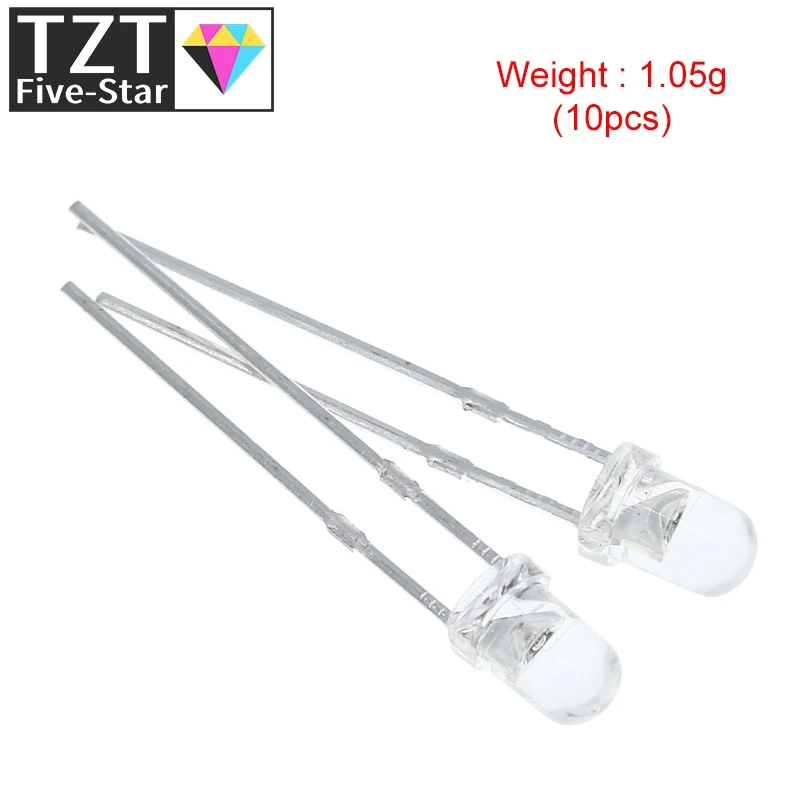 10PCS / 100PCS F3 Ultra Bright 3MM Round Water Clear Green/Yellow/Blue/White/Red LED Light Lamp Emitting Diode Dides Kit